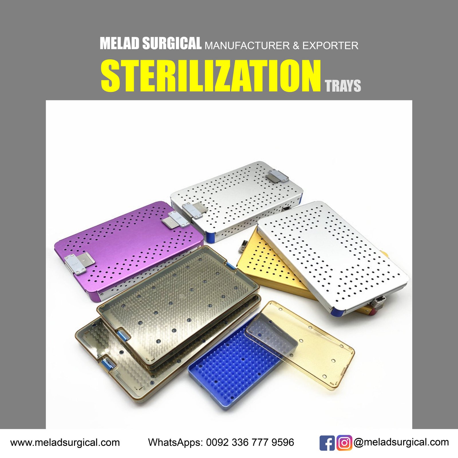 Medical Grade Stainless Steel Sterilization Trays for Dental Surgical Instrument Management